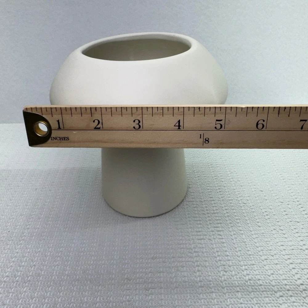 Mushroom Ivory Ceramic‎ Vase Modern Sculptural Decor Abstract Cutout Art Pottery